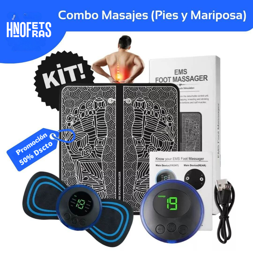 SUPER COMBO TAPETE MASAJEADOR Y MARIPOSA EMS